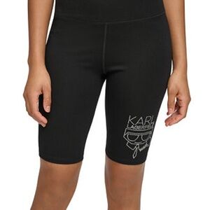 Karl Lagerfeld Women's Black Sparkle Emoji Biker Shorts Medium NWOT